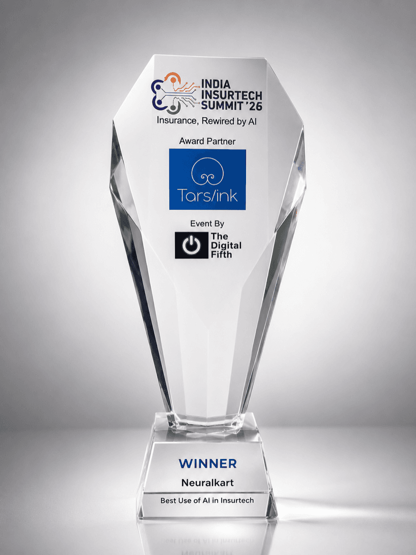 India InsurTech Summit 2026 trophy — Winner, NeuralKart, Best Use of AI in InsurTech